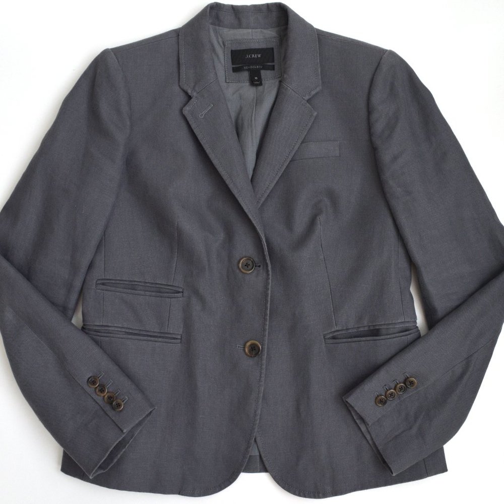 J. Crew Schoolboy Linen Blazer Gray